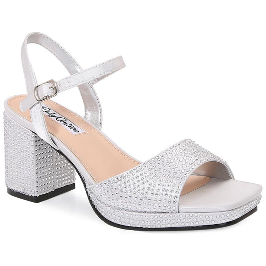 Lady Couture Judy 3” Block Heel Sandals in Silver