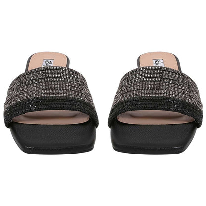 Lady Couture Women's Amazing Black Multi Color Rhinestone Strap Slide Sandals