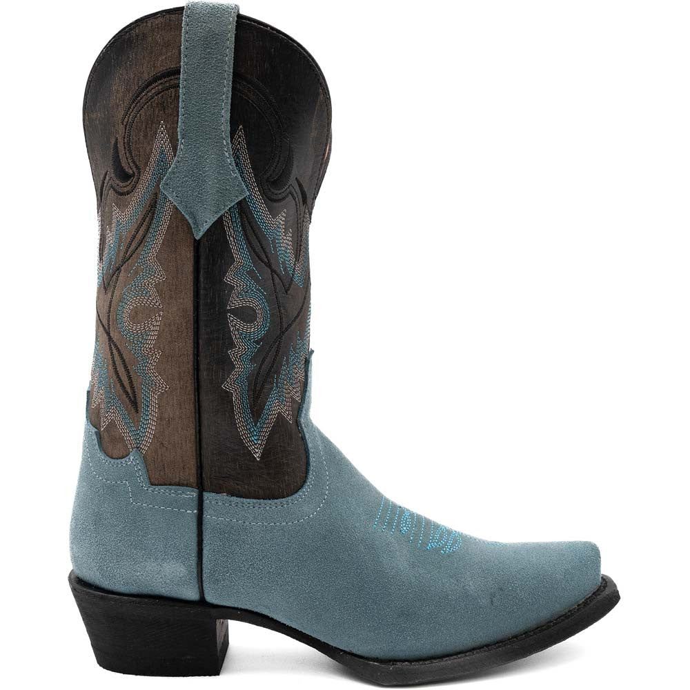 Ferrini Women’s Holly Dusty Blue Snipped Toe Leather Cowboy Boots