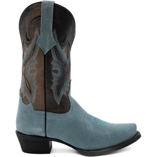 Ferrini Women’s Holly Dusty Blue Snipped Toe Leather Cowboy Boots