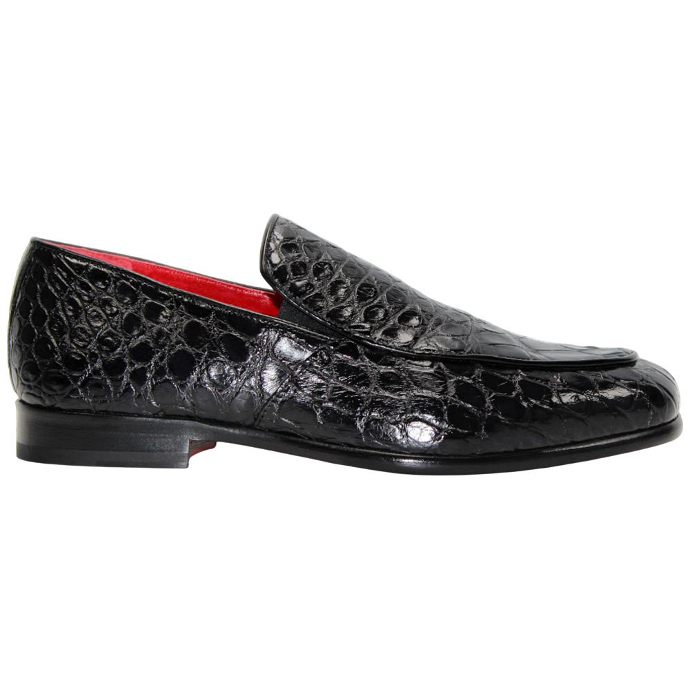 Fennix of Italy Genuine Alligator Skin EASTON Black Trendy Loafers (US Men Size)
