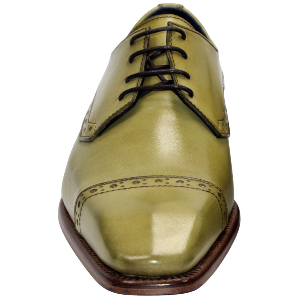 Duca Lombardi Men's Olive Calf-Skin Leather Oxfords Shoes