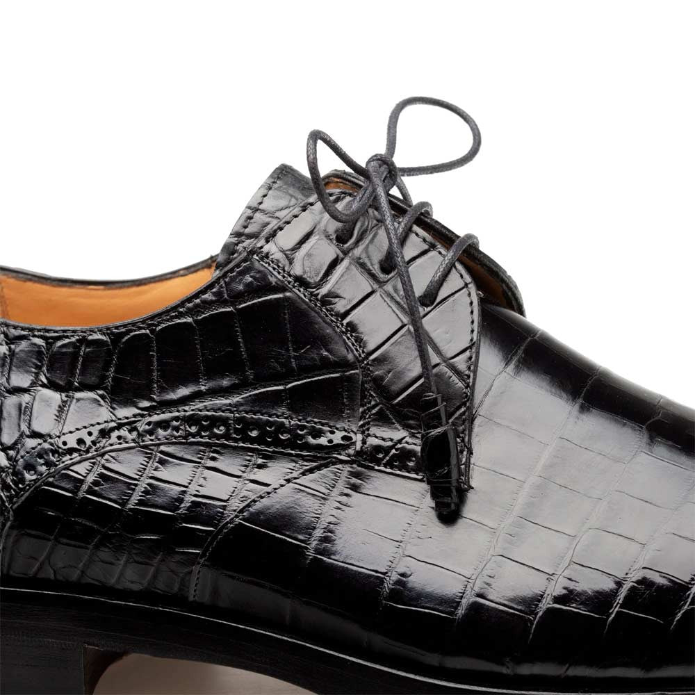 Mezlan Men's Genuine Alligator Black Derby Lace-Up Shoes