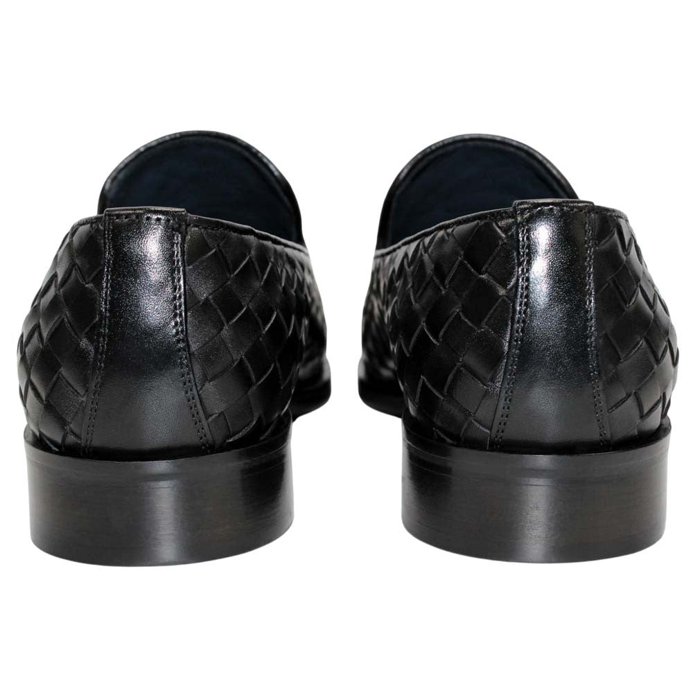 DUCA Tirrenea Black Men's Italian Woven Leather Tassel Loafers