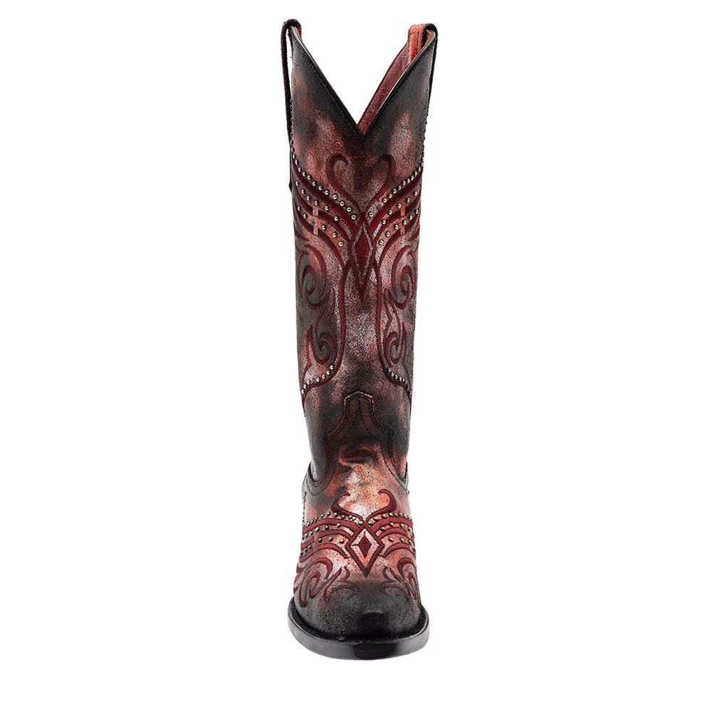 Ferrini Masquerade Red Metallic Full Grain Leather Snipped Toe Boots