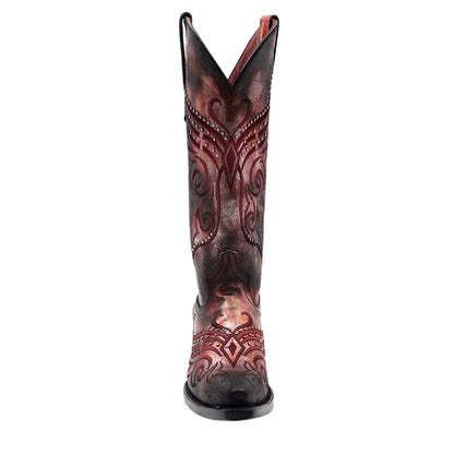 Ferrini Masquerade Red Metallic Full Grain Leather Snipped Toe Boots