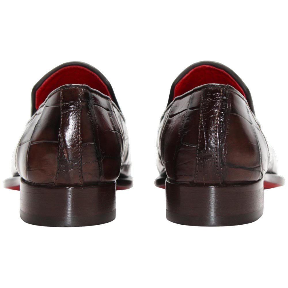 Fennix of Italy Genuine Alligator Skin DUSTIN Chocolate Loafers (USA Men Size)