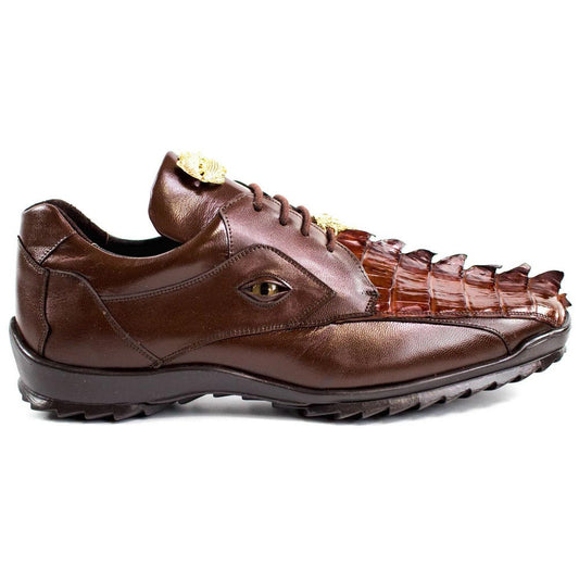 Belvedere Vasco Men's Tabac Brown Hornback Crocodile & Soft Calf Sneaker
