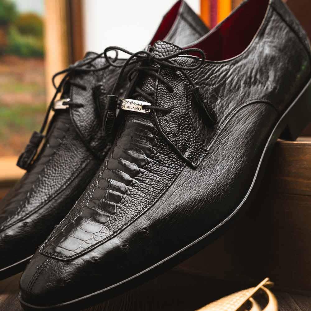 Andretti Black Men’s Genuine Ostrich Leg Dress Derby | Marco Di Milano