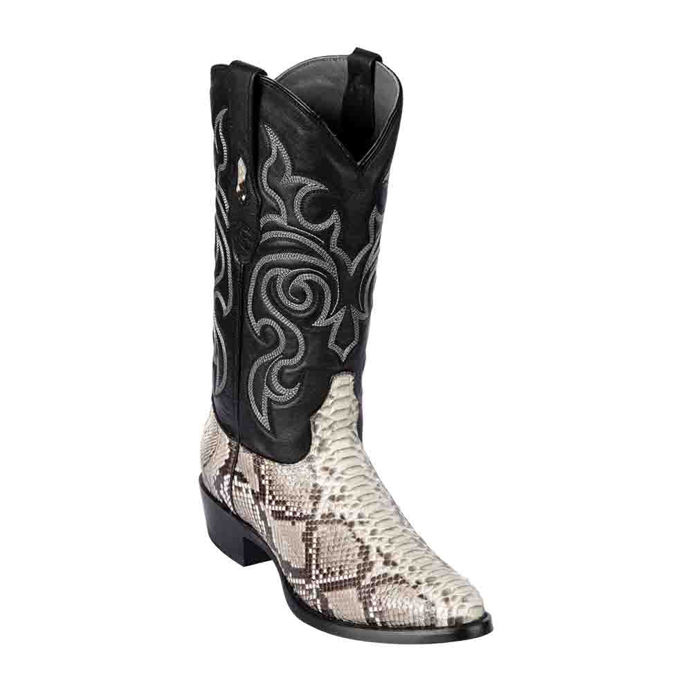 Los Altos Black & White Boots Genuine Python Skin
