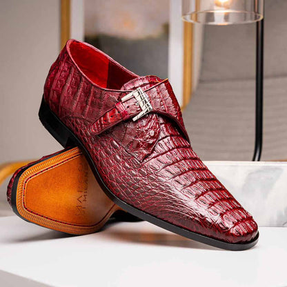 Luigi Wine Men’s Genuine Caiman Crocodile Dress Monk Strap | Marco Di Milano