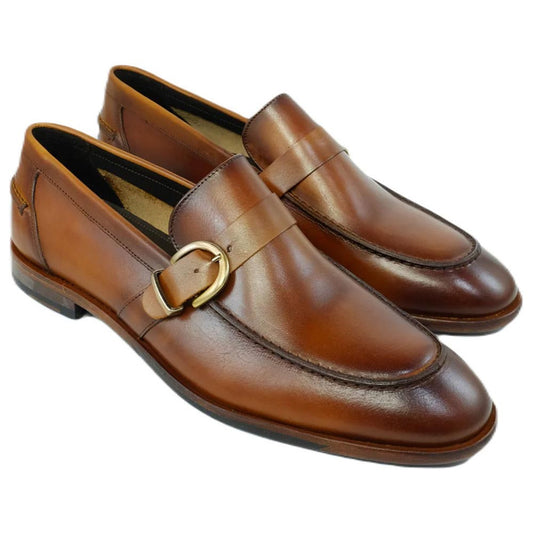 Alan Payne Daytona Cognac Leather Sole Loafers