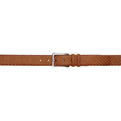 Mezlan Men's Printed Suede and Calf Trim Belt in Tan