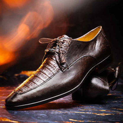 Merida Genuine Caiman and Lizard Skin Brown Dress Derby | Marco Di Milano
