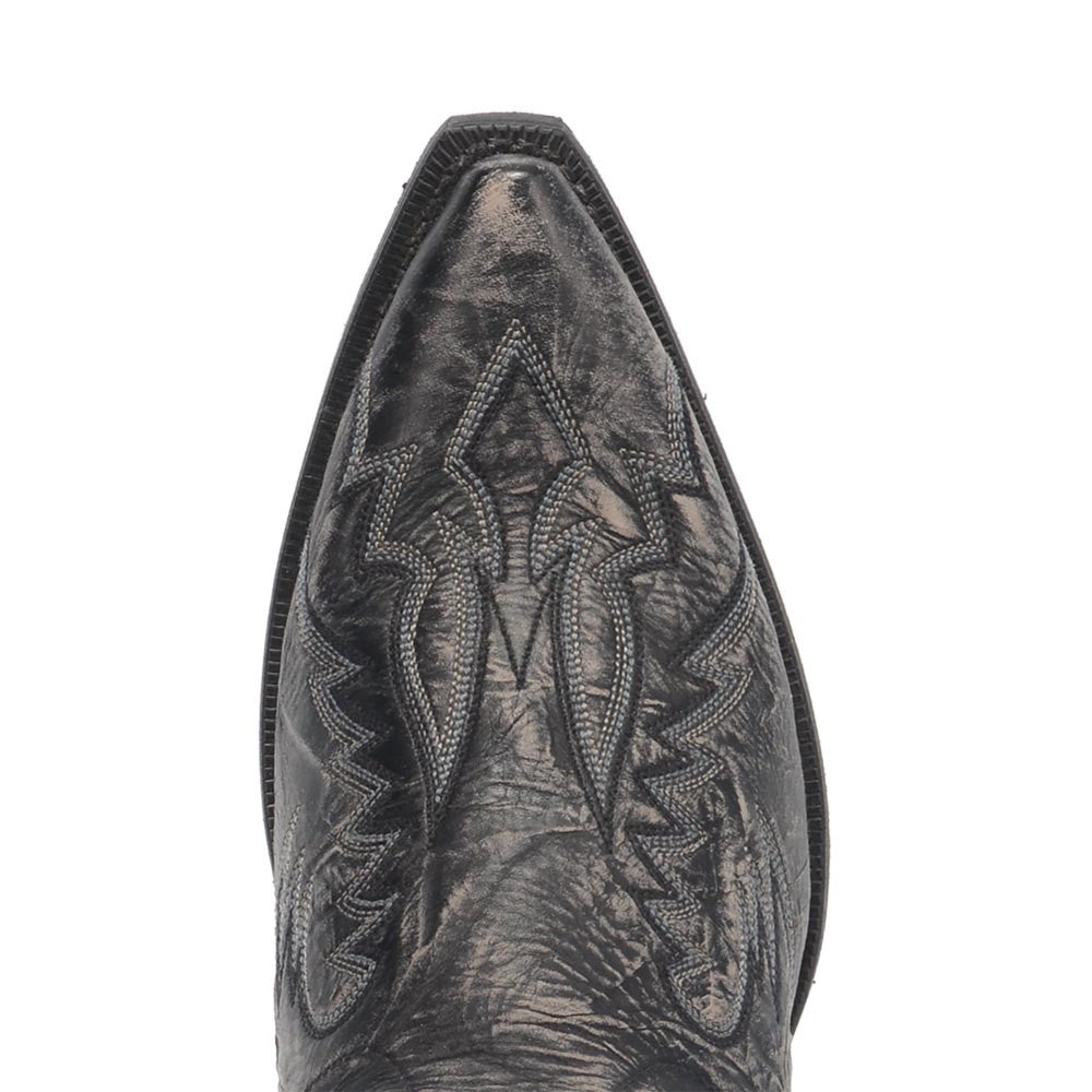 Laredo Garrett Black Distress Leather Snip Toe Western Cowboy Boot (US Men Size)