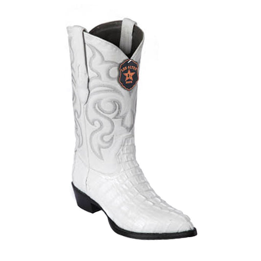 Los Altos Men's White Genuine Caiman Tail Boots