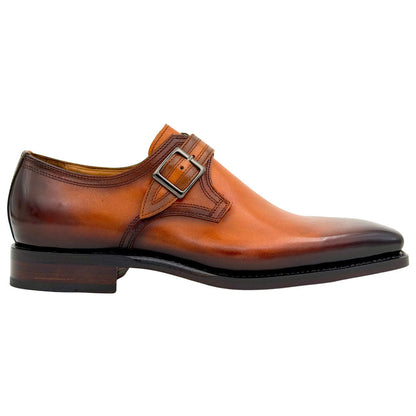 UGo Vasare Men’s Elden Camel Plain Toe Genuine Leather Monk Strap Dress Shoes