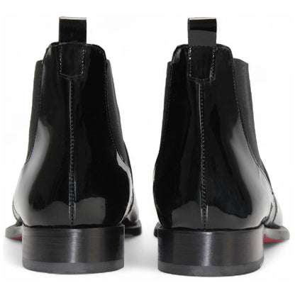 Emilio Franco Leonardo Black Patent Leather Chelsea Dress Boots