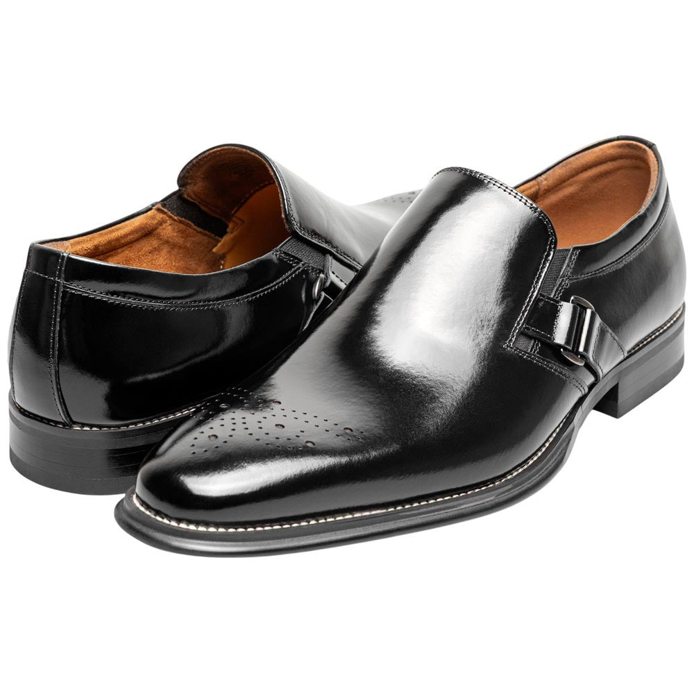 Stacy Adams Alistair Plain Toe Ornament Slip-On - Black