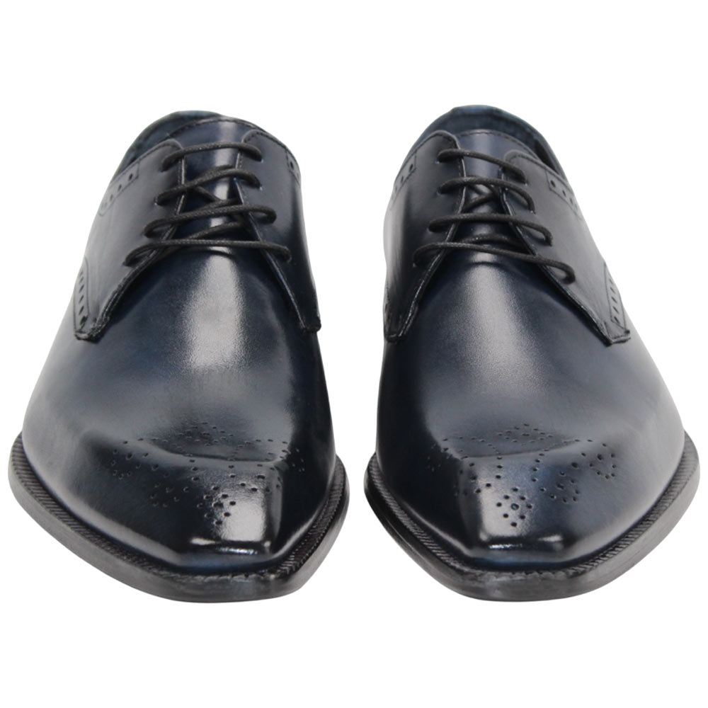 Duca Arpino Navy Blue Genuine Italian Calfskin Lace-Up Shoes