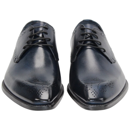 Duca Arpino Navy Blue Genuine Italian Calfskin Lace-Up Shoes