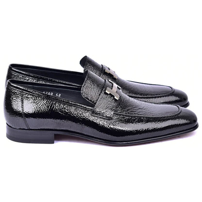 Corrente Black Vita H Buckle Calfskin Loafer for Men