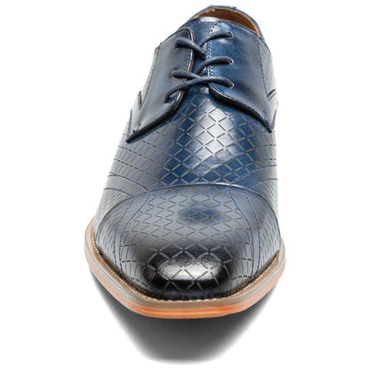 Stacy Adams Men’s Blue Textured Leather Cap Toe Oxfords Hobson