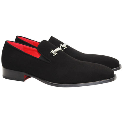Francesco Black Suede Leather Loafers | Emilio Franco Dress Loafers for Men