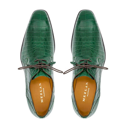 Mezlan Men's Alligator Derby Shoes in Forest