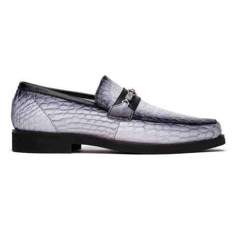 Mauri Men's Debonair White/Black Alligator and Nappa Slip-On Loafer Dress Shoes