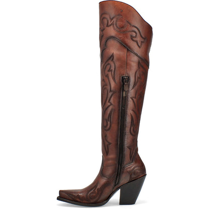 Dan Post Women’s Seductress Chestnut 20” Snip Toe Zipper Boot