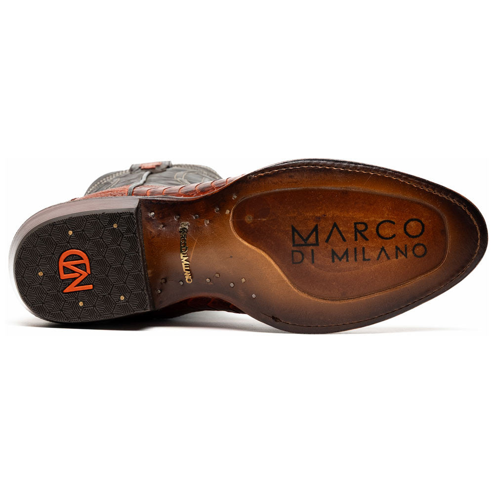 Denver Genuine Ostrich Leg Skin Cognac Cowboy Boot | Marco Di Milano Western Boots
