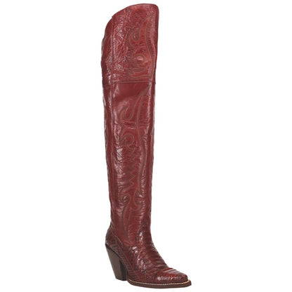 Dan Post Calvera Women's Red Python Western Boot - 23" Shaft, High Fashion Heel