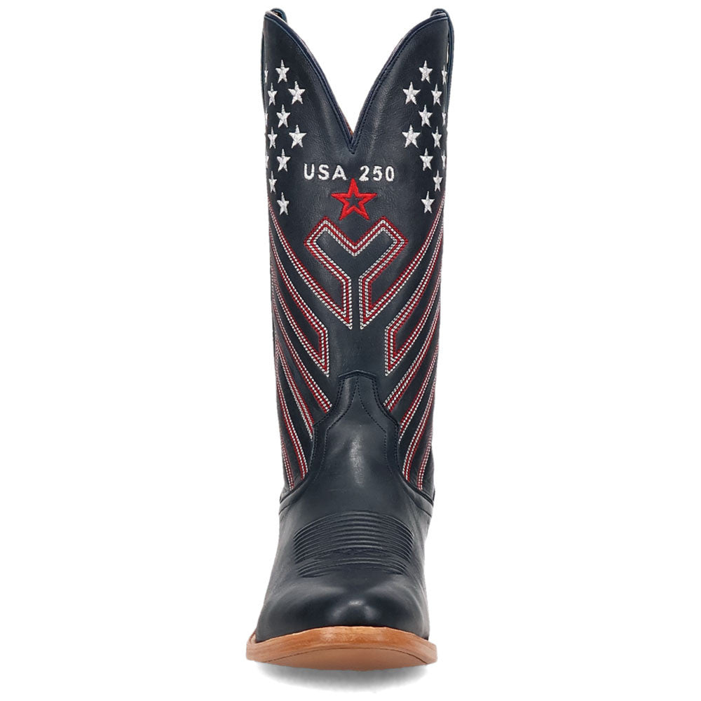 Dan Post America 250 Blue Multi Leather Medium R Toe Western Cowboy Boots