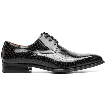 Stacy Adams Men’s Black Textured Leather Cap Toe Oxfords Hobson