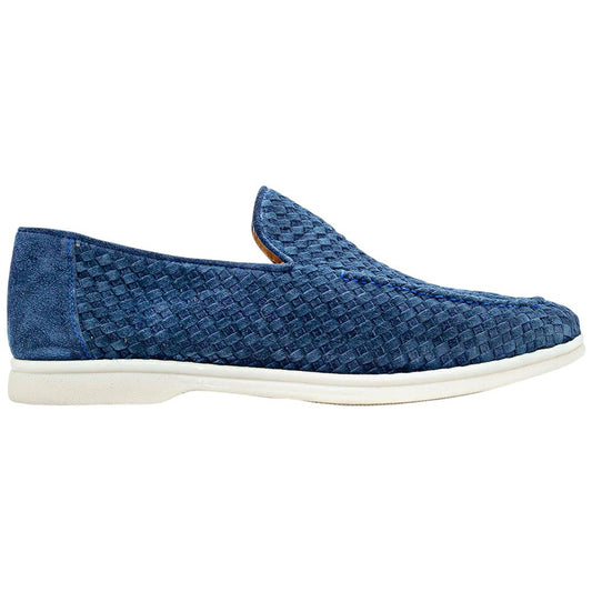 MEZLAN Men's Woven Suede Moccasin Navy Loafer Sanlucar
