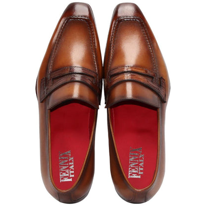 Fennix of Italy Genuine Alligator Skin LIAM Cognac Dress Loafers (USA Men Size)