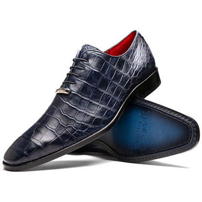 Bono Men’s Genuine Alligator Skin Oxfords | Marco Di Milano Exotic Shoes in Navy