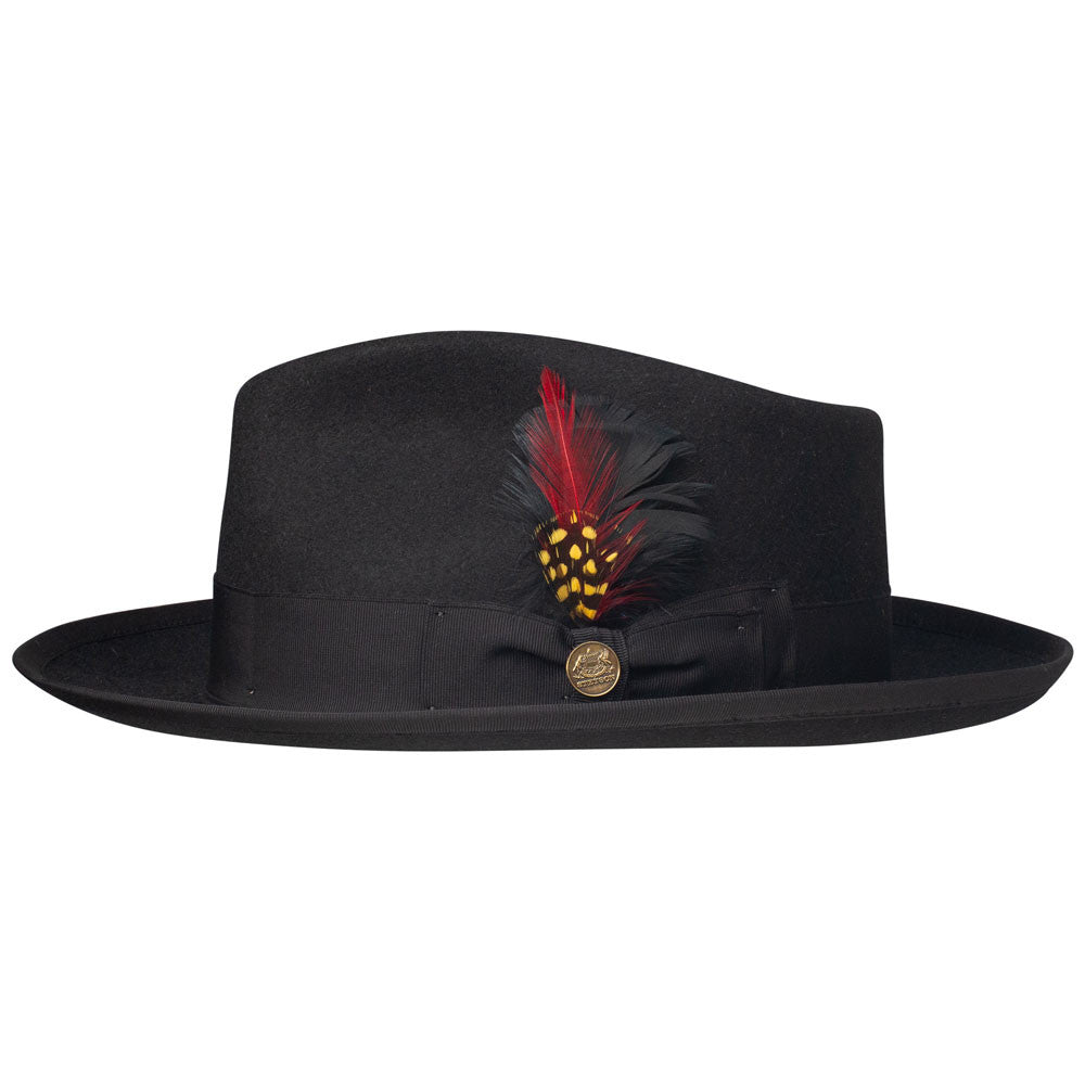 Stetson Whippet Fedora Black Teardrop Crown Hat with Royal Deluxe Fur Felt