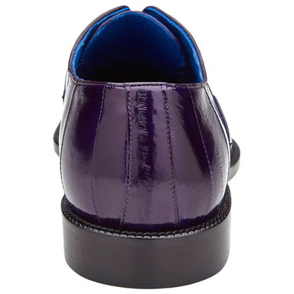 Belvedere Mare Purple Men's Genuine Ostrich & Eel Split-Toe Oxford Shoes