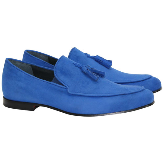 Anzio Sapphire Suede Dress Slip On | Duca Dress Loafers for Men