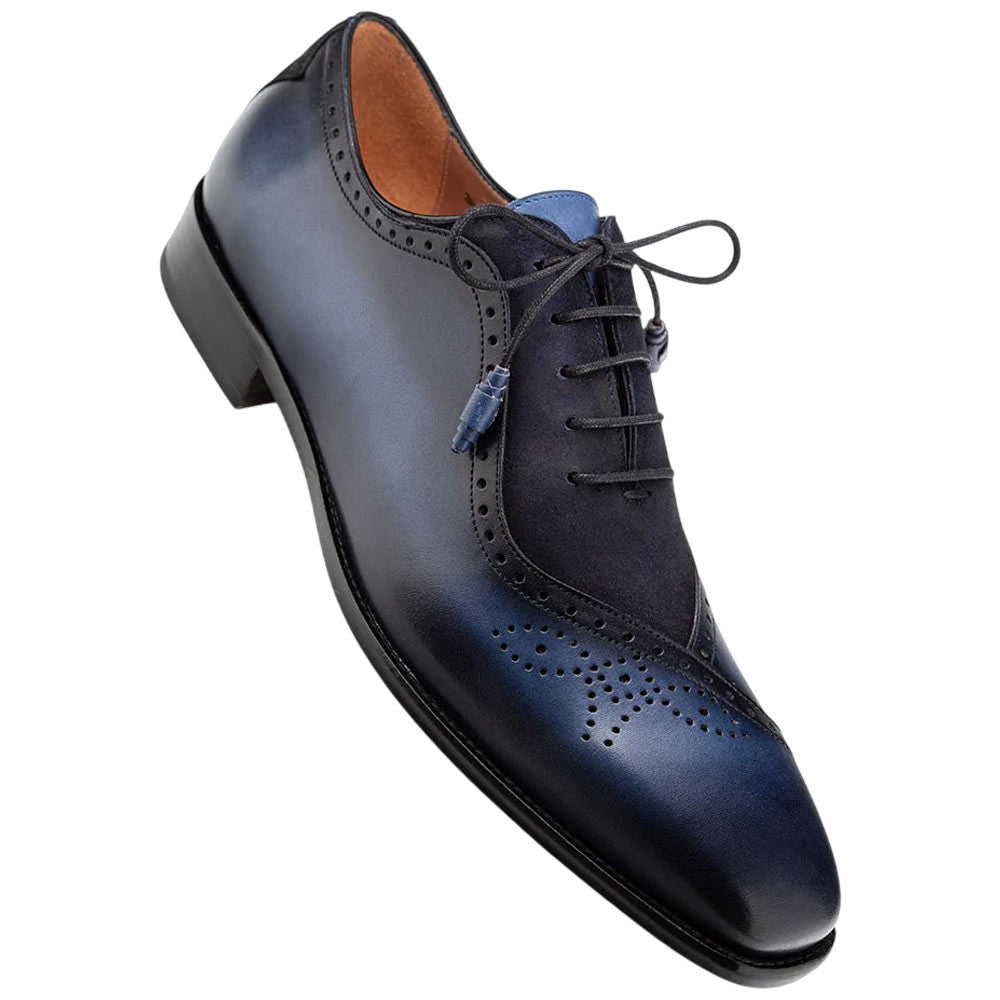 Mezlan Eagle Calf/Suede Oxford - Men's Blue/Navy Multi-Toned Oxford
