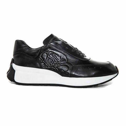 Sigotto Uomo Black Italian Soft Nappa Leather Fashion Sneaker