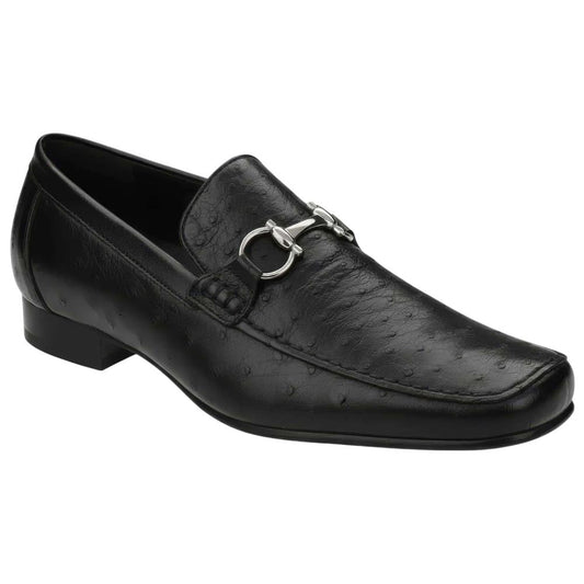 Belvedere Men’s Genuine Ostrich Quill Black Loafer - Bartolo