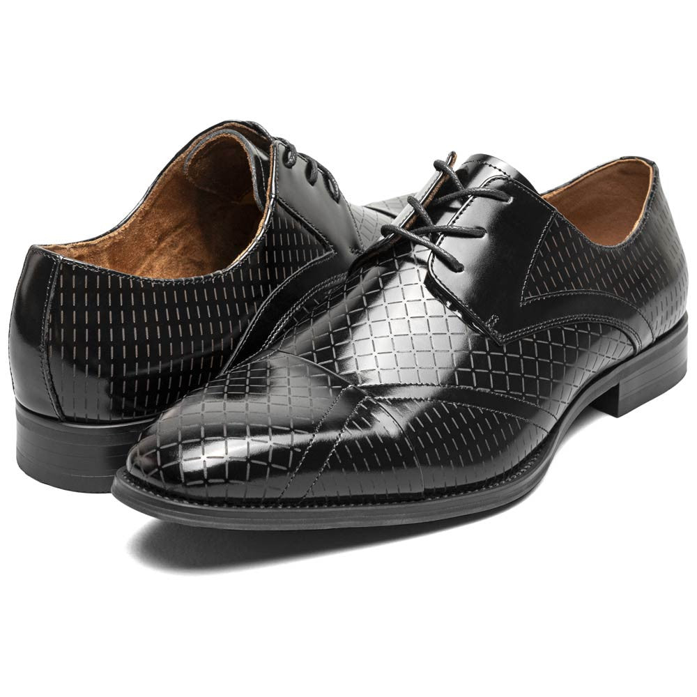 Stacy Adams Men’s Black Textured Leather Cap Toe Oxfords Hobson