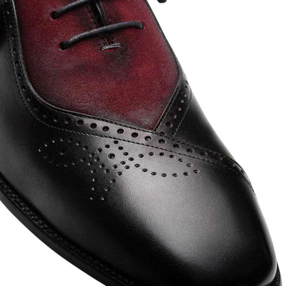 Mezlan Eagle Calf/Suede Oxford - Men's Black/Wine Multi-Toned Oxford