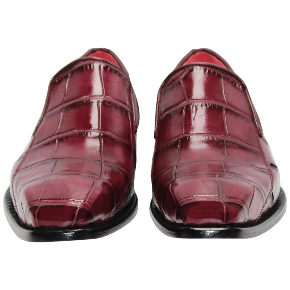 Fennix of Italy Genuine Alligator Skin DUSTIN Burgundy Loafers (USA Men Size)
