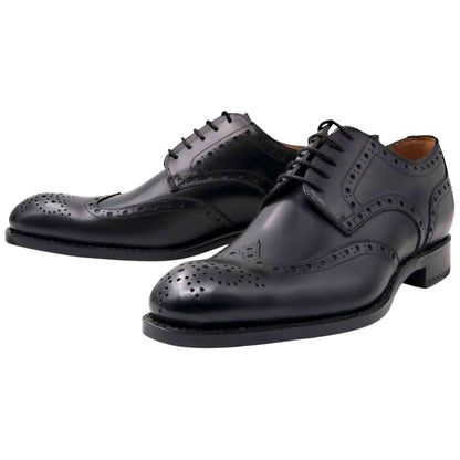 Ugo Vasare H and H Brogue Goodyear Welt Wingtip Bubble Toe Black Dress Shoes
