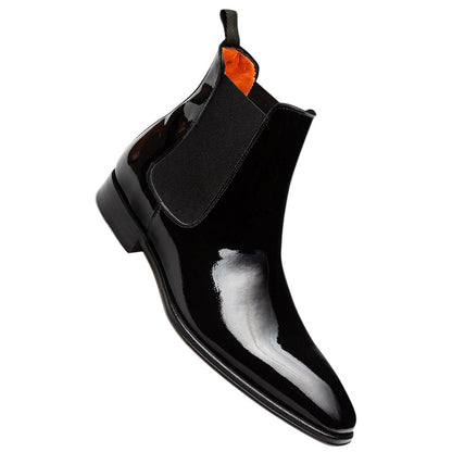 Mezlan Blackjack Men's Black Patent Leather Chelsea Boot - Handmade in Spain