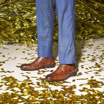 Stacy Adams Men’s Smooth Leather Wing Tip Brandy Oxfords Bennett